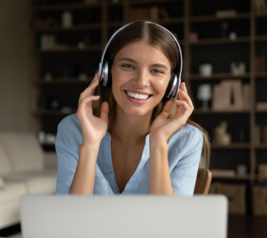 Young lady call center works from home