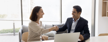 Business people shaking hands at the beginning of job interview