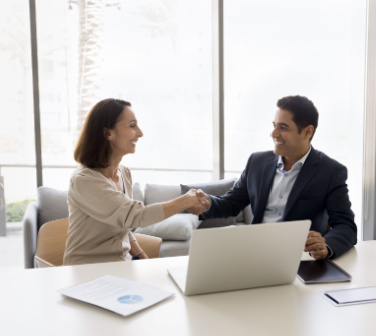 Business people shaking hands at the beginning of job interview