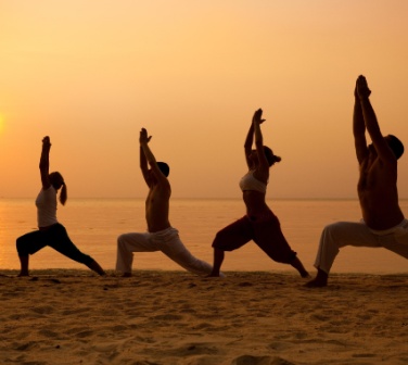 Yoga on the beach for a healthy lifestyle, best call center jobs in Tijuana.