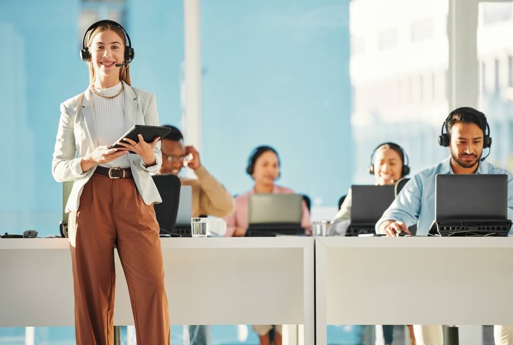 Call center team in Tijuana working happily and growing in their careers.