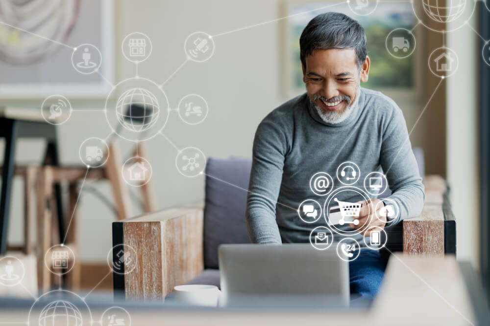 A man uses omnichannel communication to reach out to a BPO service center - best call center jobs in Tijuana.