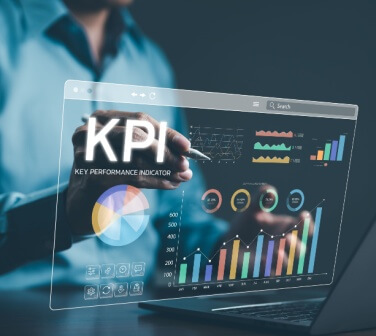Illustration of man's hands selecting KPIs for call center metrics - coolest call center job in Tijuana.