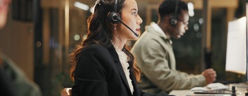 Call center technology helping customer service agents manage calls and provide efficient support.