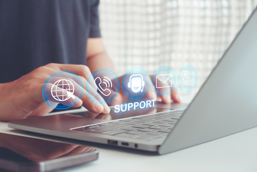 Digital call center technology offering multiple customer support channels through an online platform.