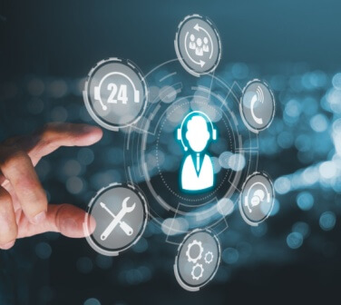 Illustration of a call center agent using various forms of technology - best call center job in Tijuana.
