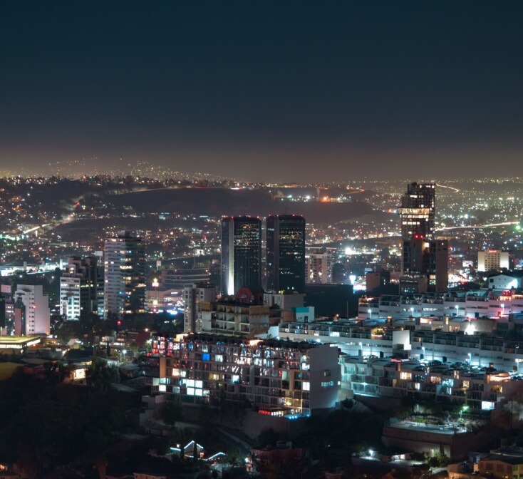 A night view of the skyline of Tijuana - best call center jobs.