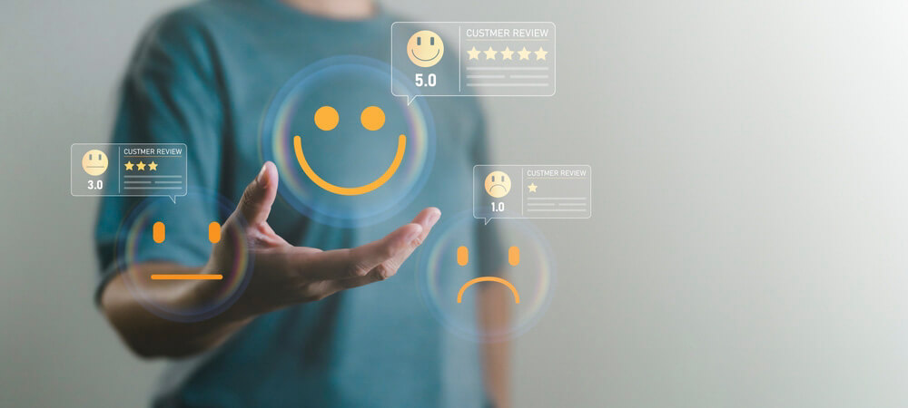 Customer satisfaction ratings illustrating the call center agent customer journey.